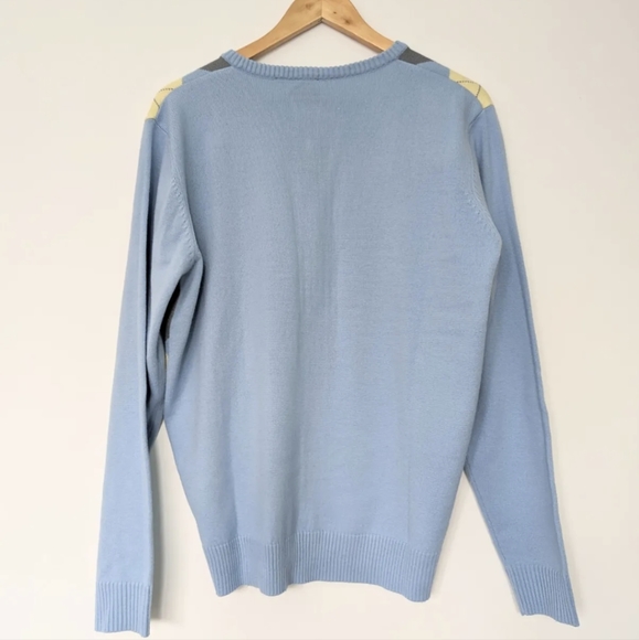 Slazenger Pastel Blue & Yellow Argyle Jumper Sweater Size M | Golf Preppy Sports - Picture 7 of 8